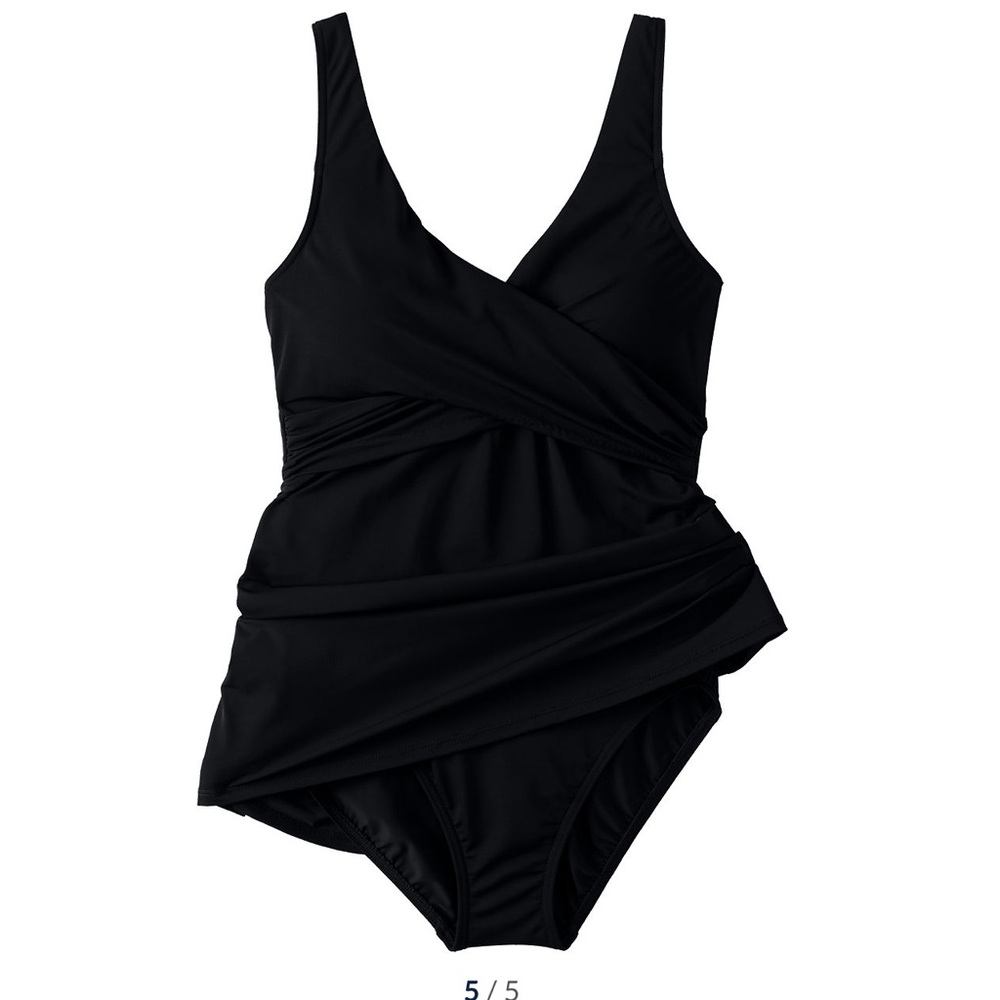 Lands end swim dress V neck tulip wrap blue - Picture 5 of 5